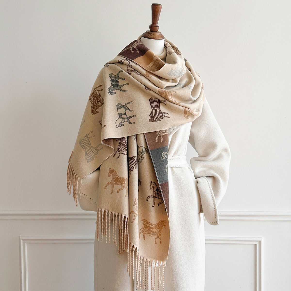 Winter Scarf Women Luxury Hors - Woven Scarf Blanket ulasan dan harga