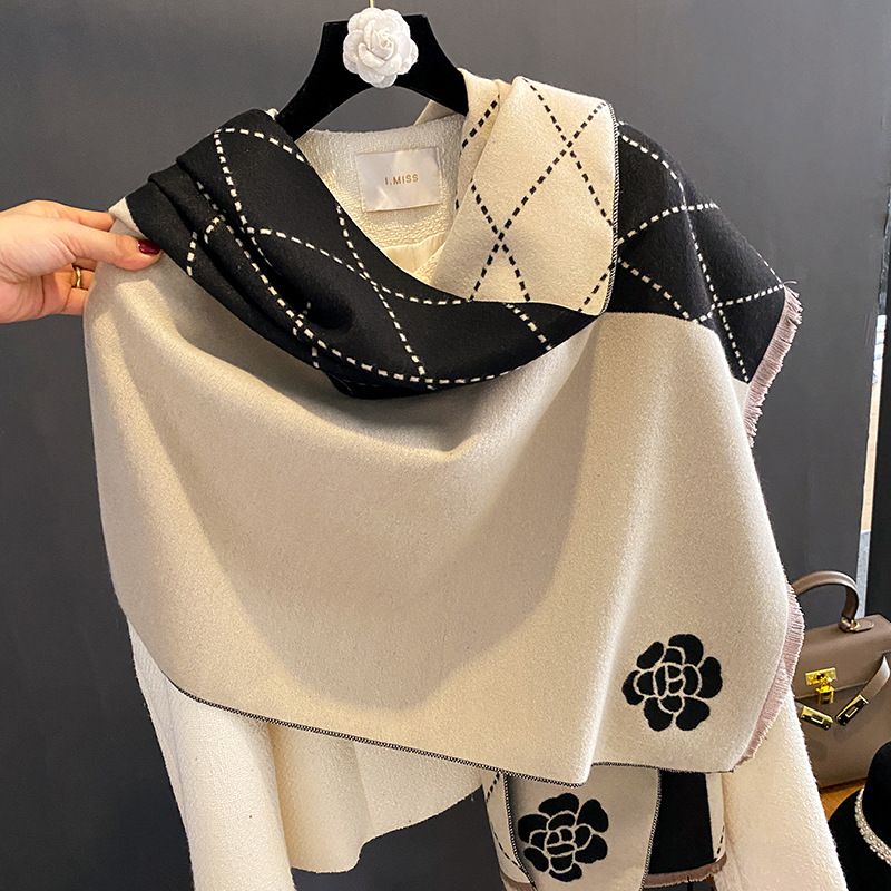 Winter Scarf Women Luxury Flor - Woven Scarf Blanket ulasan dan harga
