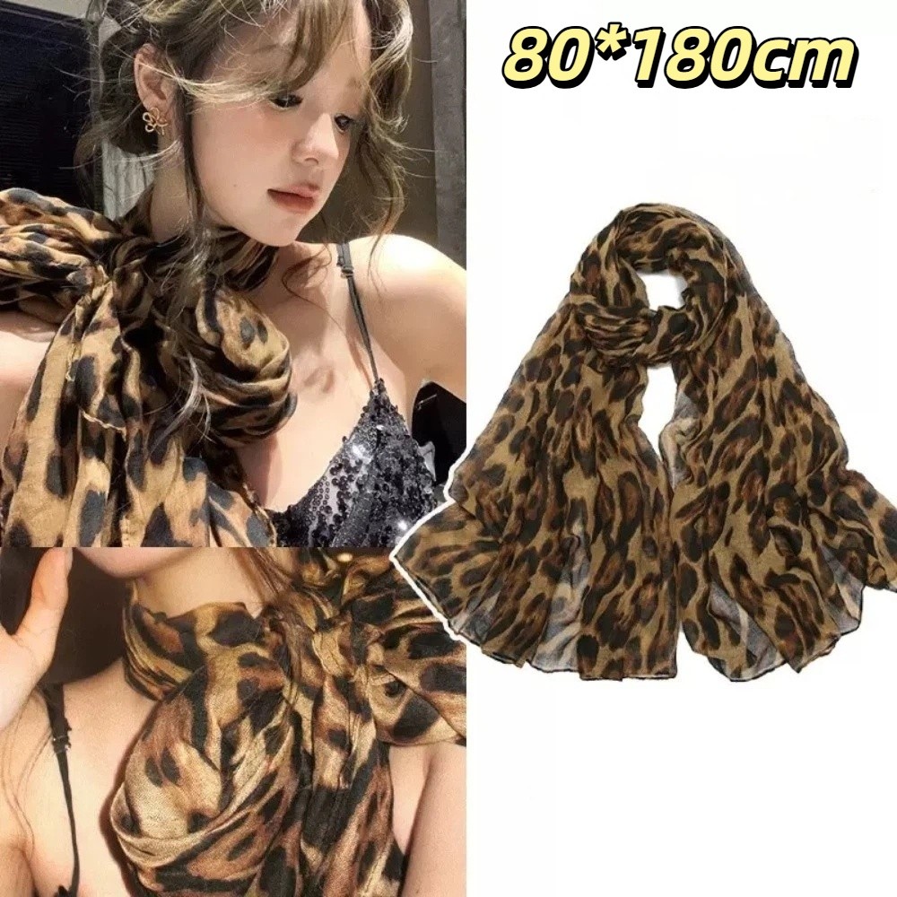 New Soft Leopard Print Scarf T - Face Scarf Mask ulasan dan harga