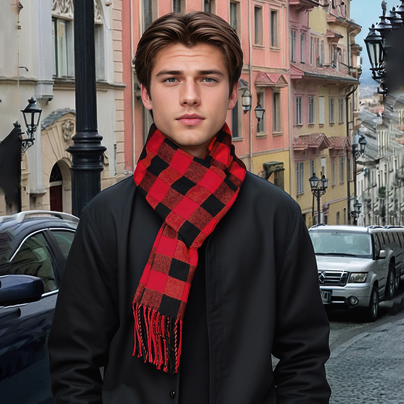New Design Plaid Cashmere Scar - Muffler Men Wool ulasan dan harga